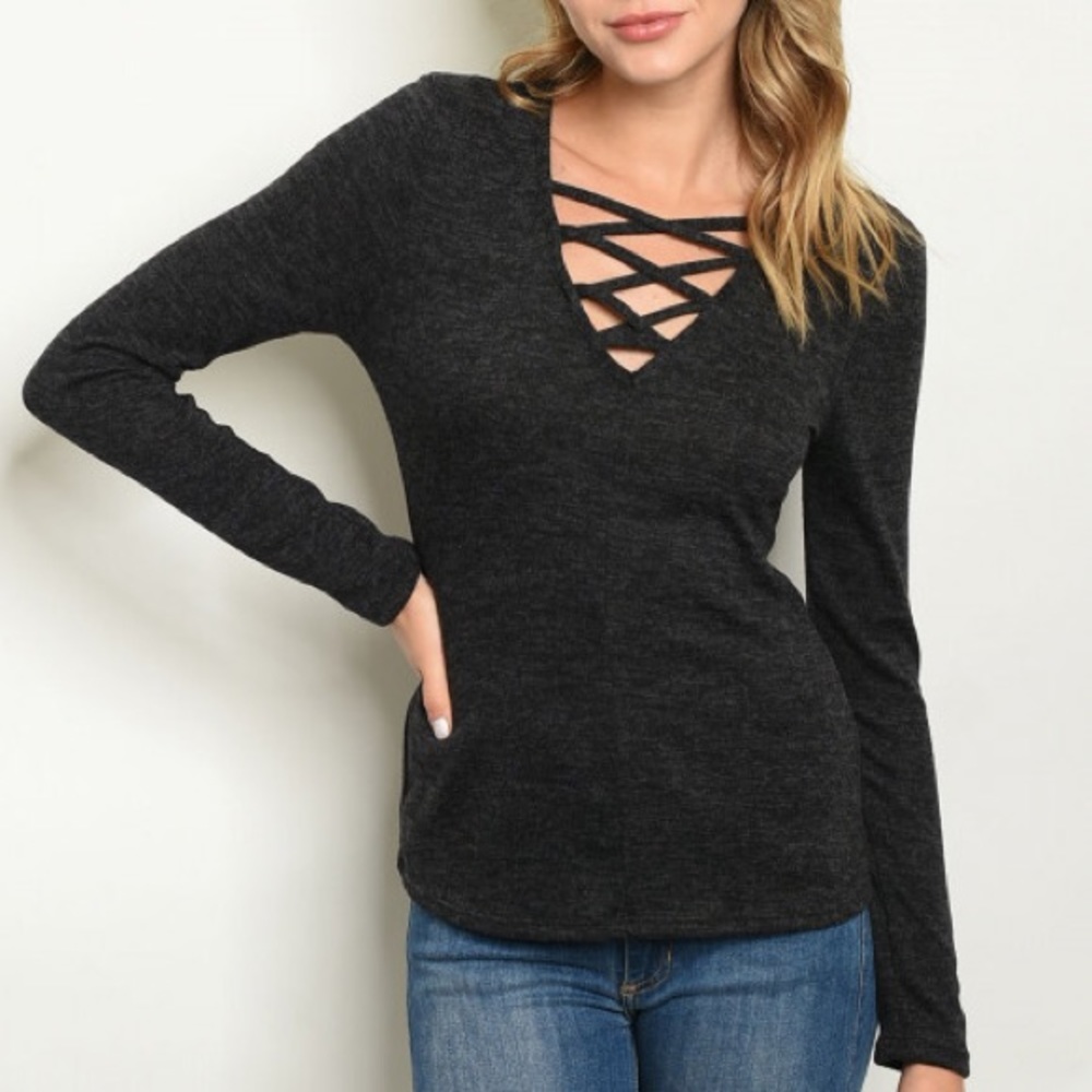 Black Crisscross Top Super Soft Material